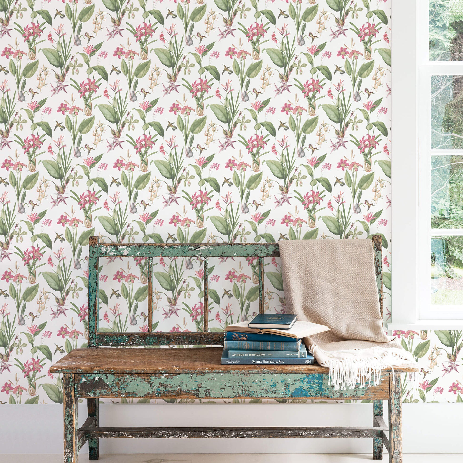Cottage Botanical Pink Wallpaper from the Secret Garden Collection by Galerie Wallcoverings