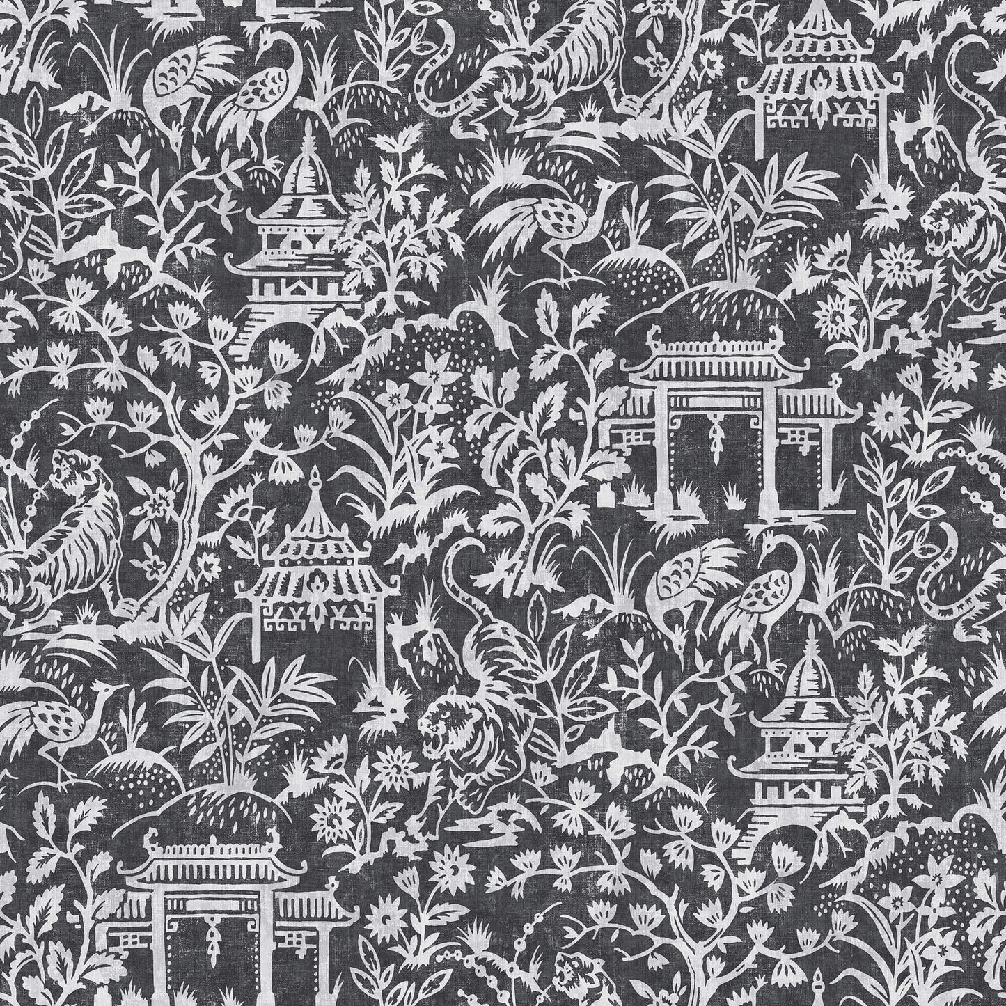 Garden Toile Black Wallpaper from the Secret Garden Collection by Galerie Wallcoverings