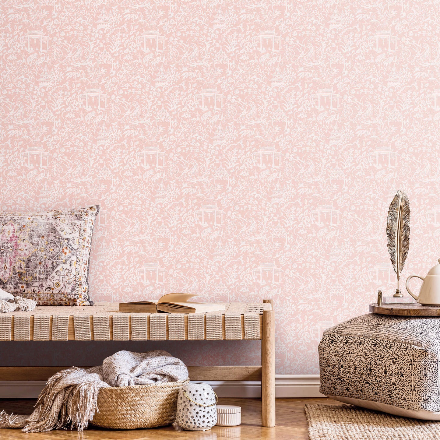 Garden Toile Pink Wallpaper from the Secret Garden Collection by Galerie Wallcoverings