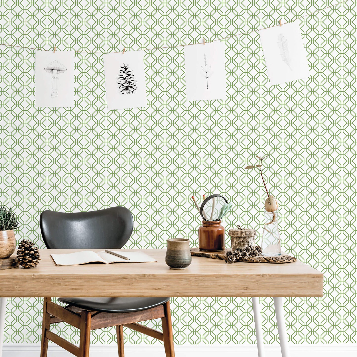Trellis Positive Fresh Green Wallpaper from the Secret Garden Collection by Galerie Wallcoverings