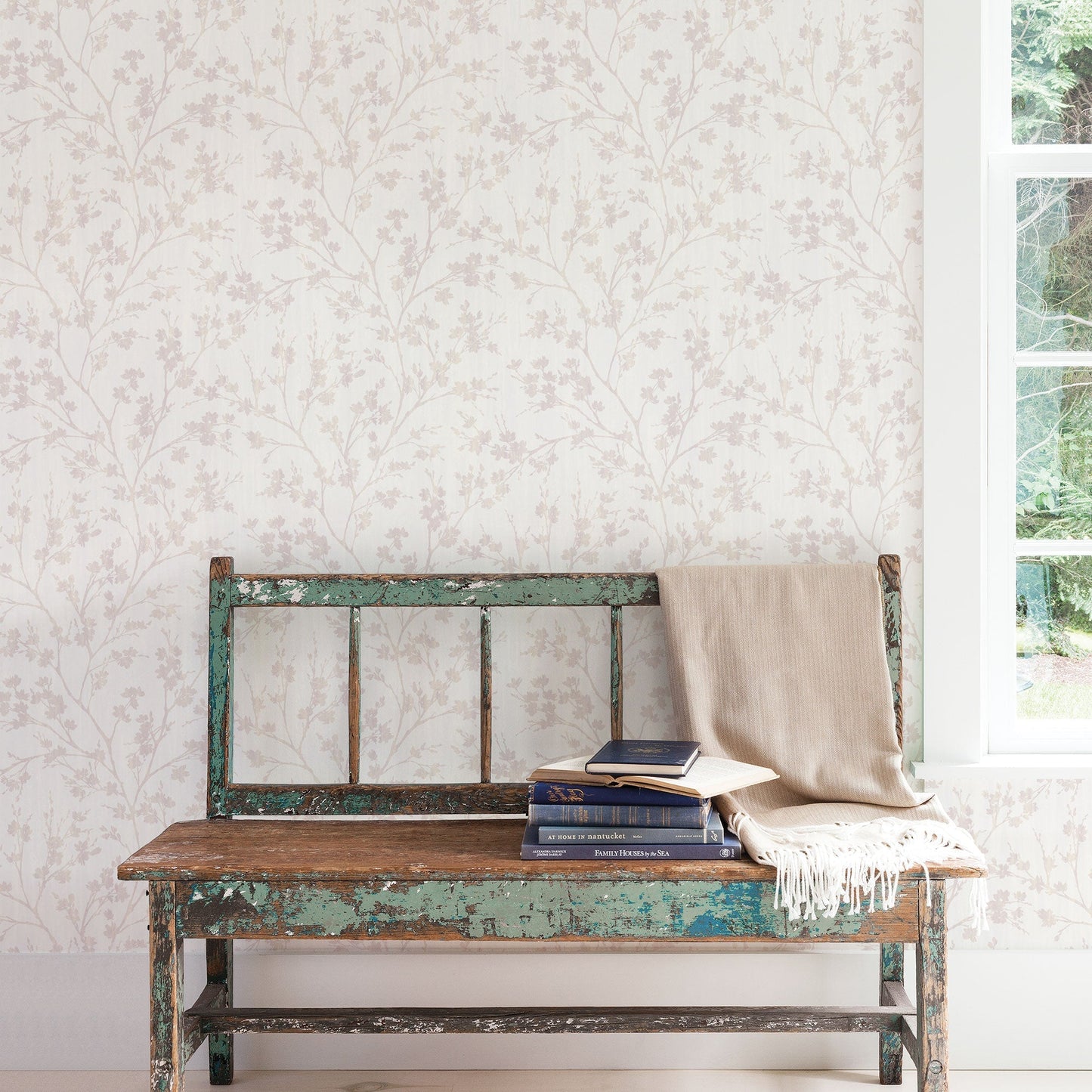 Wispy Branches White Wallpaper from the Secret Garden Collection by Galerie Wallcoverings