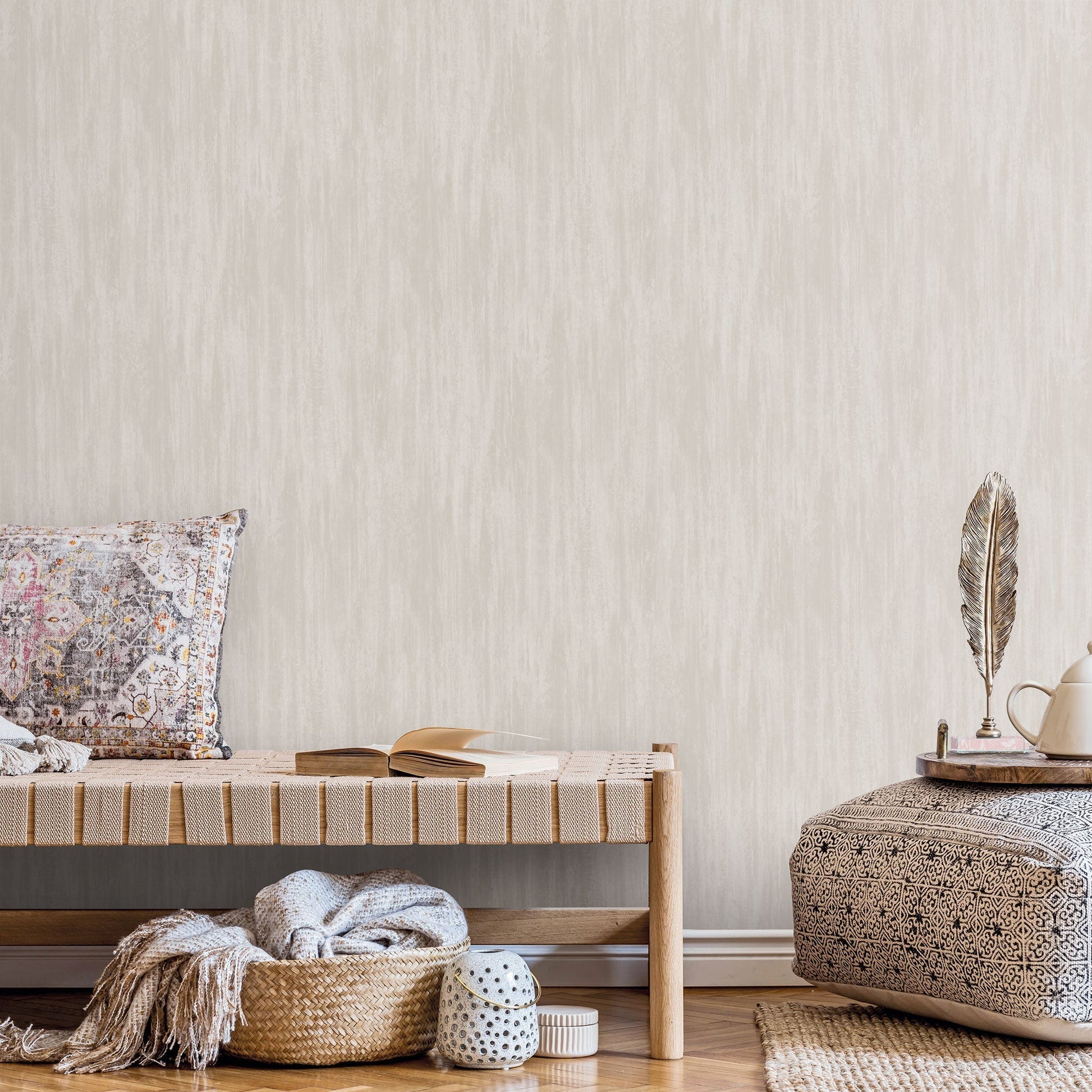 Wispy Texture Beige Wallpaper from the Secret Garden Collection by Galerie Wallcoverings