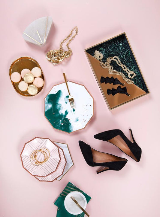 Set of 8 Manhattan Rose Gold Confetti Paper Cups design by Harlow & Grey