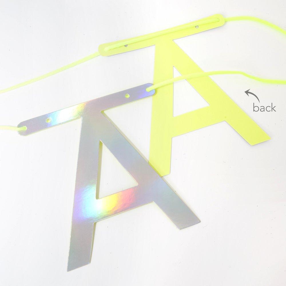 silver holographic letter garland kit by meri meri 3