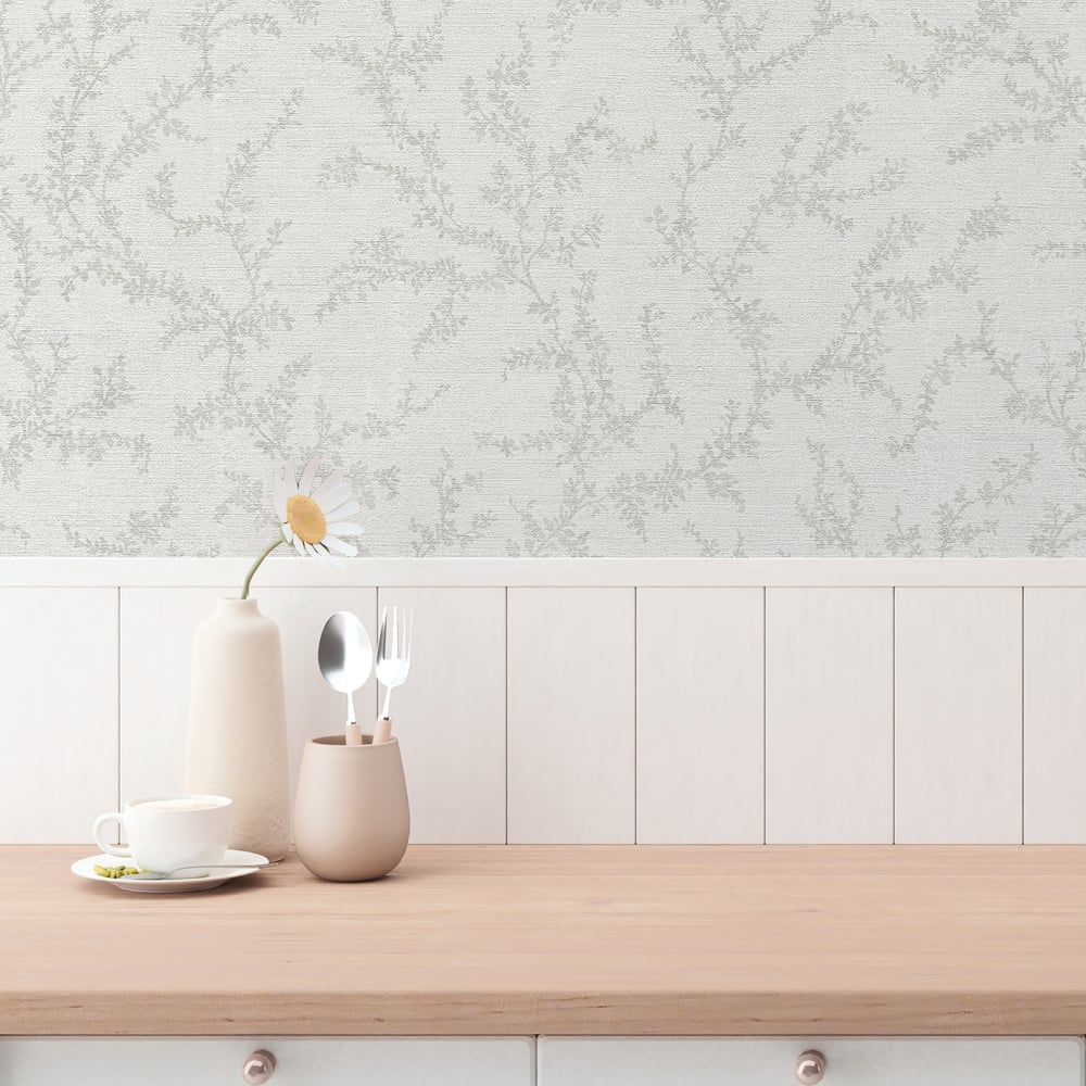 Hygge Home Trailing Vines Motif In Silver Grey Galerie Wallcoverings Gg82121 2