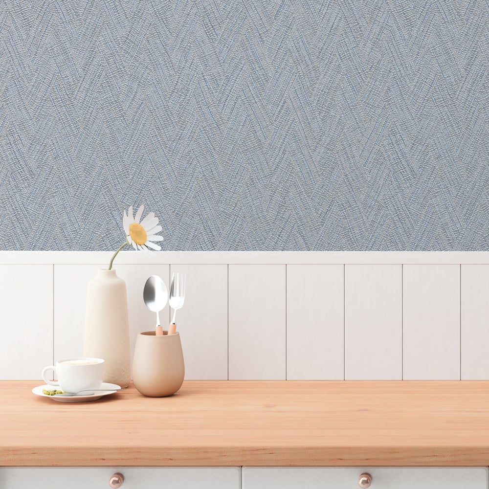 Hygge Home Herringbone Weave Motif In Blue Galerie Wallcoverings Gg82129 2