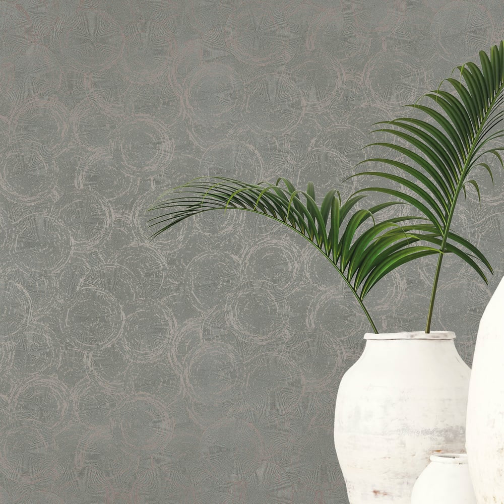 Hygge Home Stone Circles Motif In Green Galerie Wallcoverings Gg82130 2