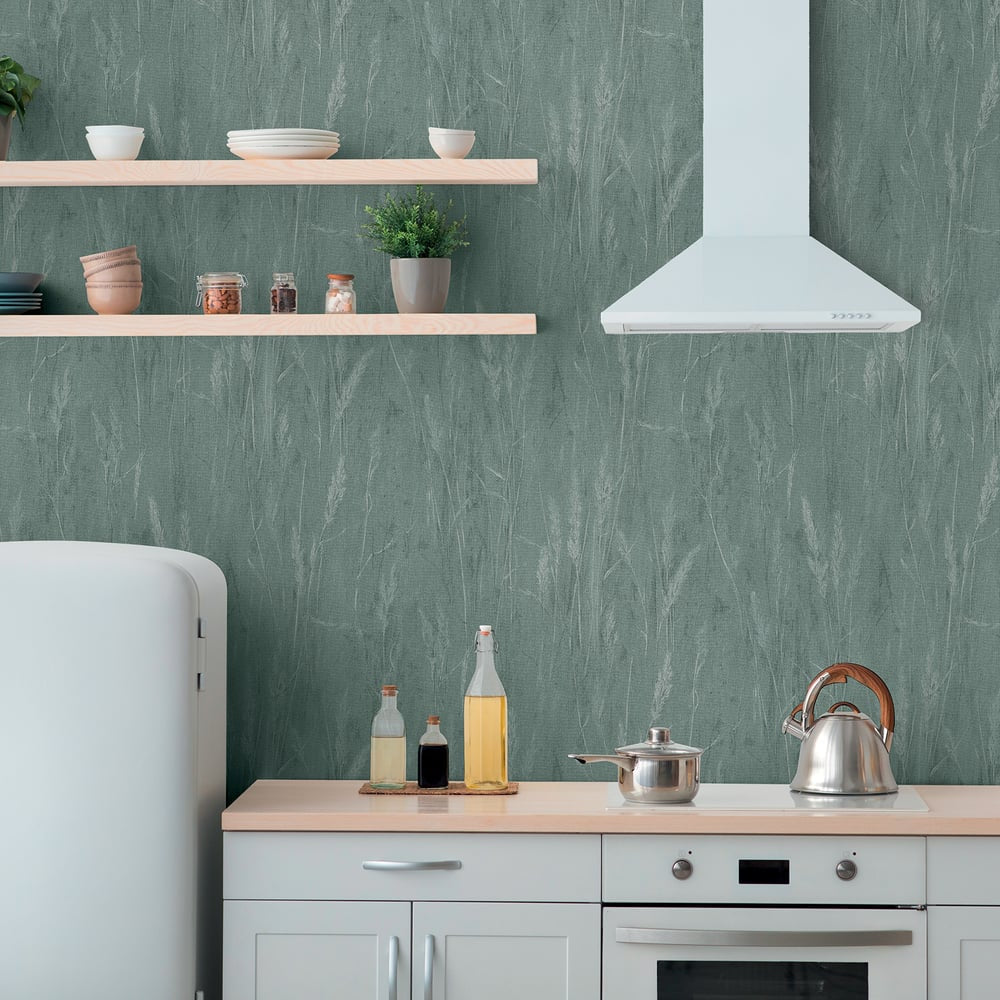 Hygge Home Meadow Stems Motif In Green Galerie Wallcoverings Gg82136 3