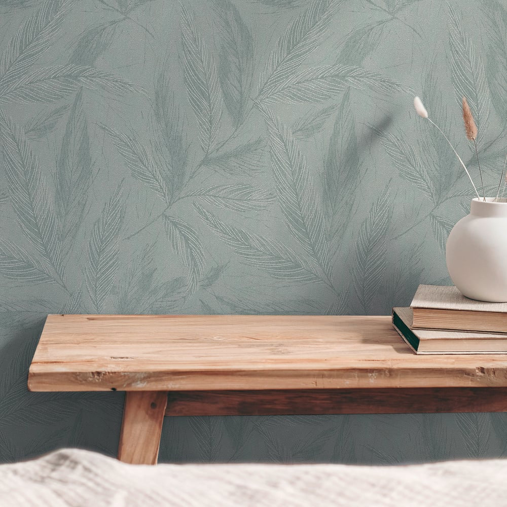 Hygge Home Fern Weave Motif In Green Galerie Wallcoverings Gg82150 2