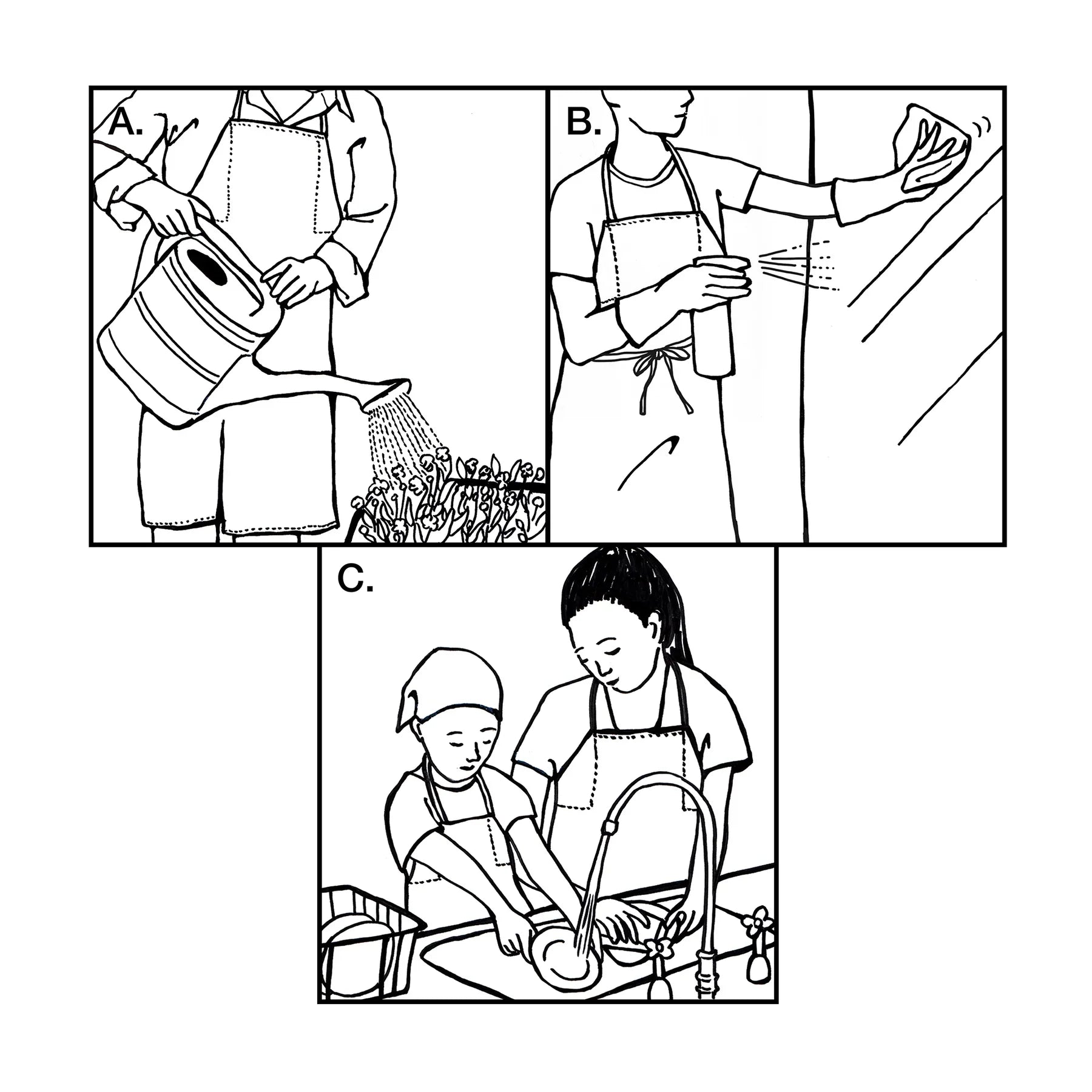 Hand Printed Cowboy Adult Apron