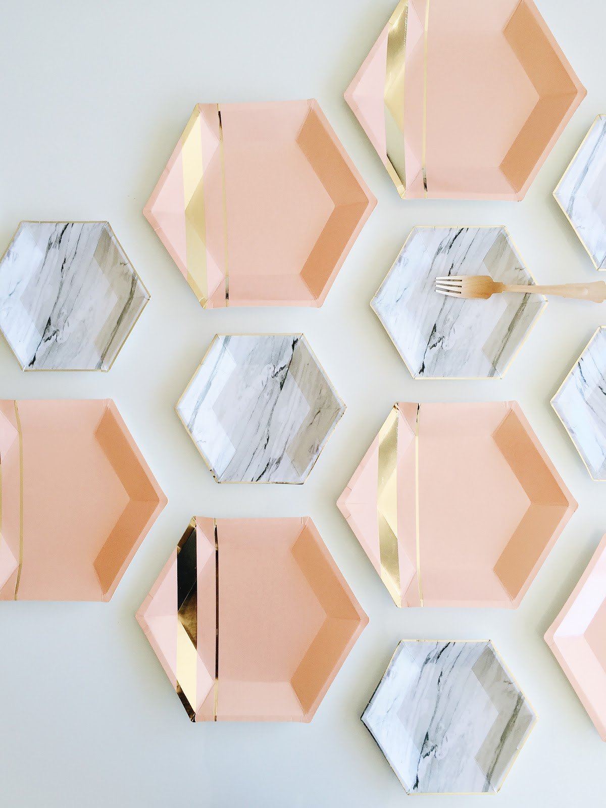 Set of 8 Goddess Blush Hexagon Large Party Plates design by Harlow & Grey