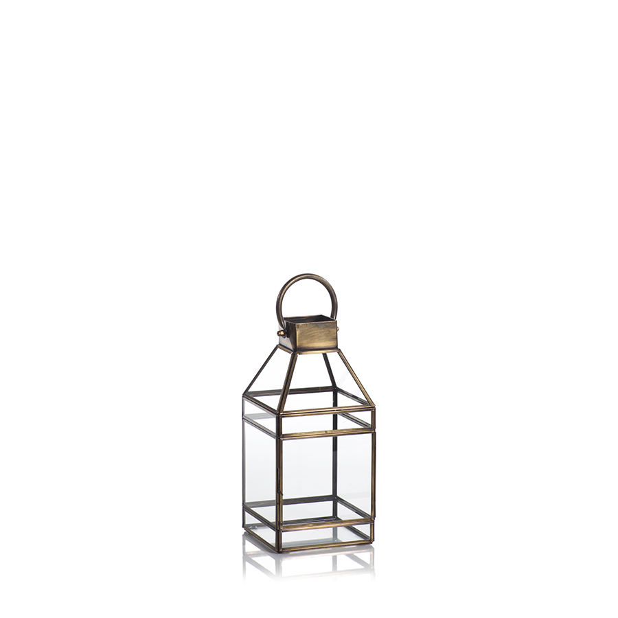 martino tall antique brass glass lantern by zodax in 6539 3