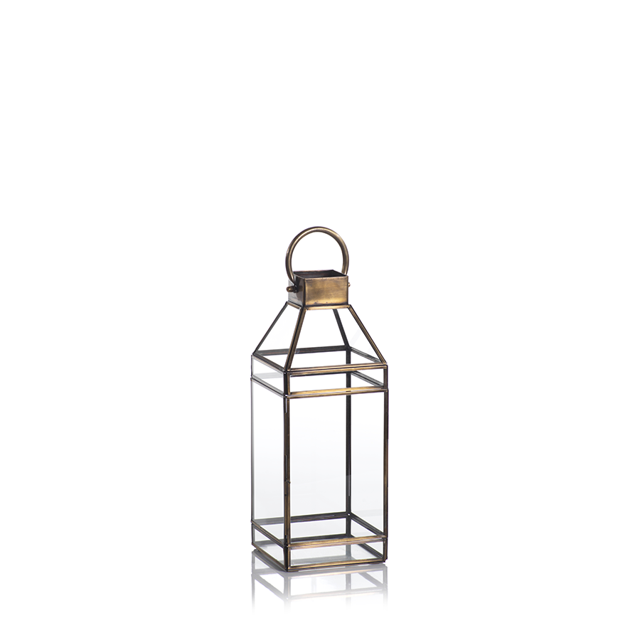 martino tall antique brass glass lantern by zodax in 6539 2