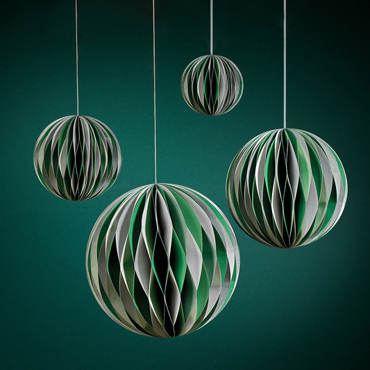 wish paper decorative ball ornament off white dark green and silver in various sizes 4