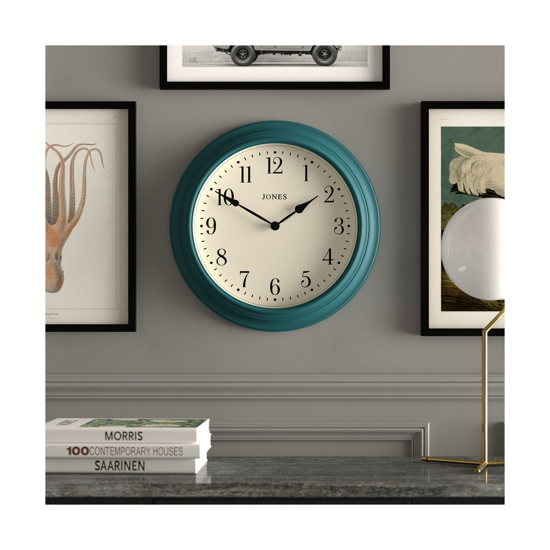 Jones Supper Club Wall Clock in Peacock Blue