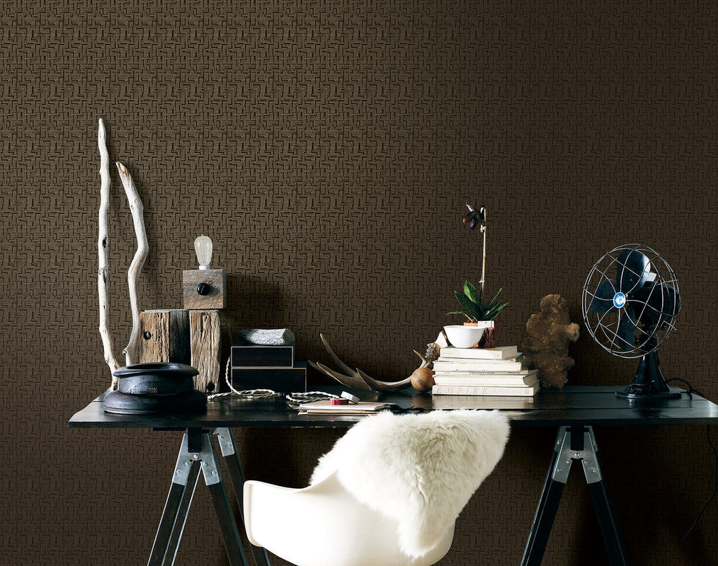 Geometric Wallpaper in Bronze/Black