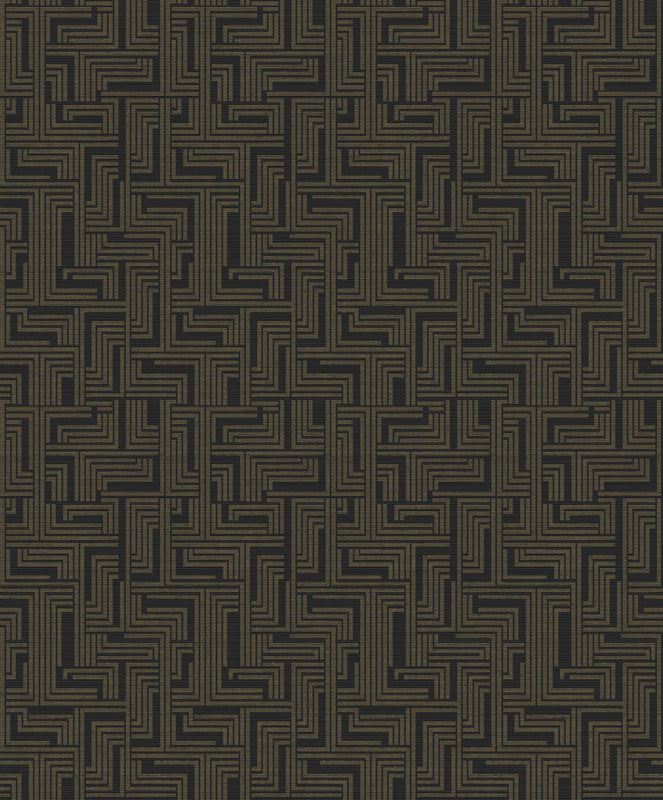 Geometric Wallpaper in Bronze/Black