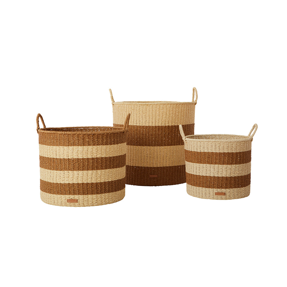 gomi cylinder storage baskets 3 pcs set caramel by oyoy 1