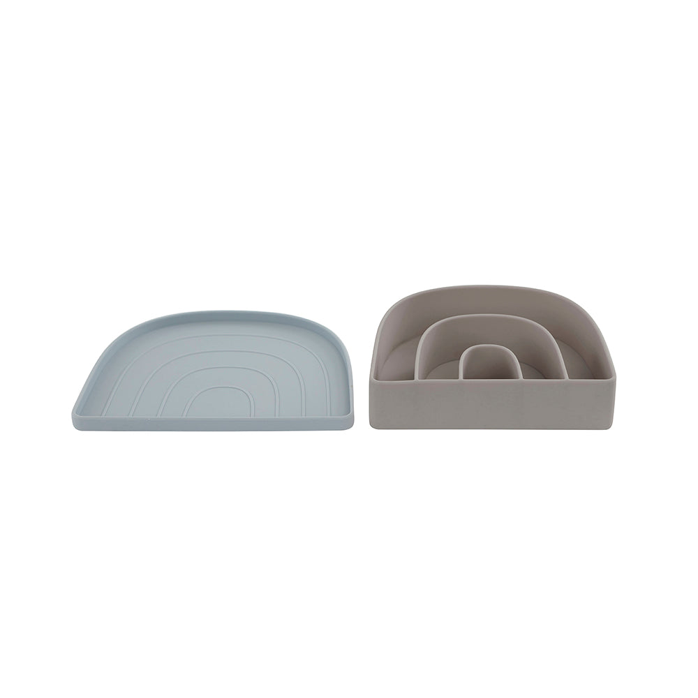 rainbow plate bowl dusty blue clay 1