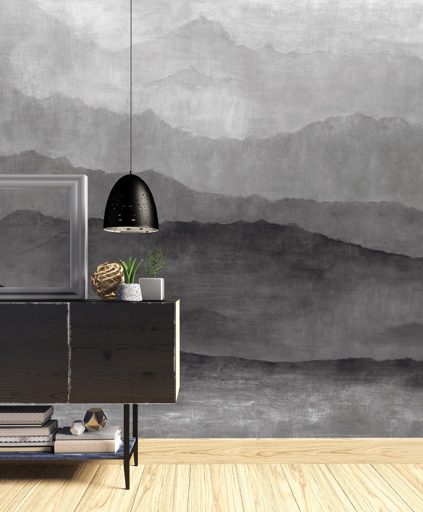 Misty Mountains Grey Wall Mural from the Atmosphere Collection by Galerie Wallcoverings