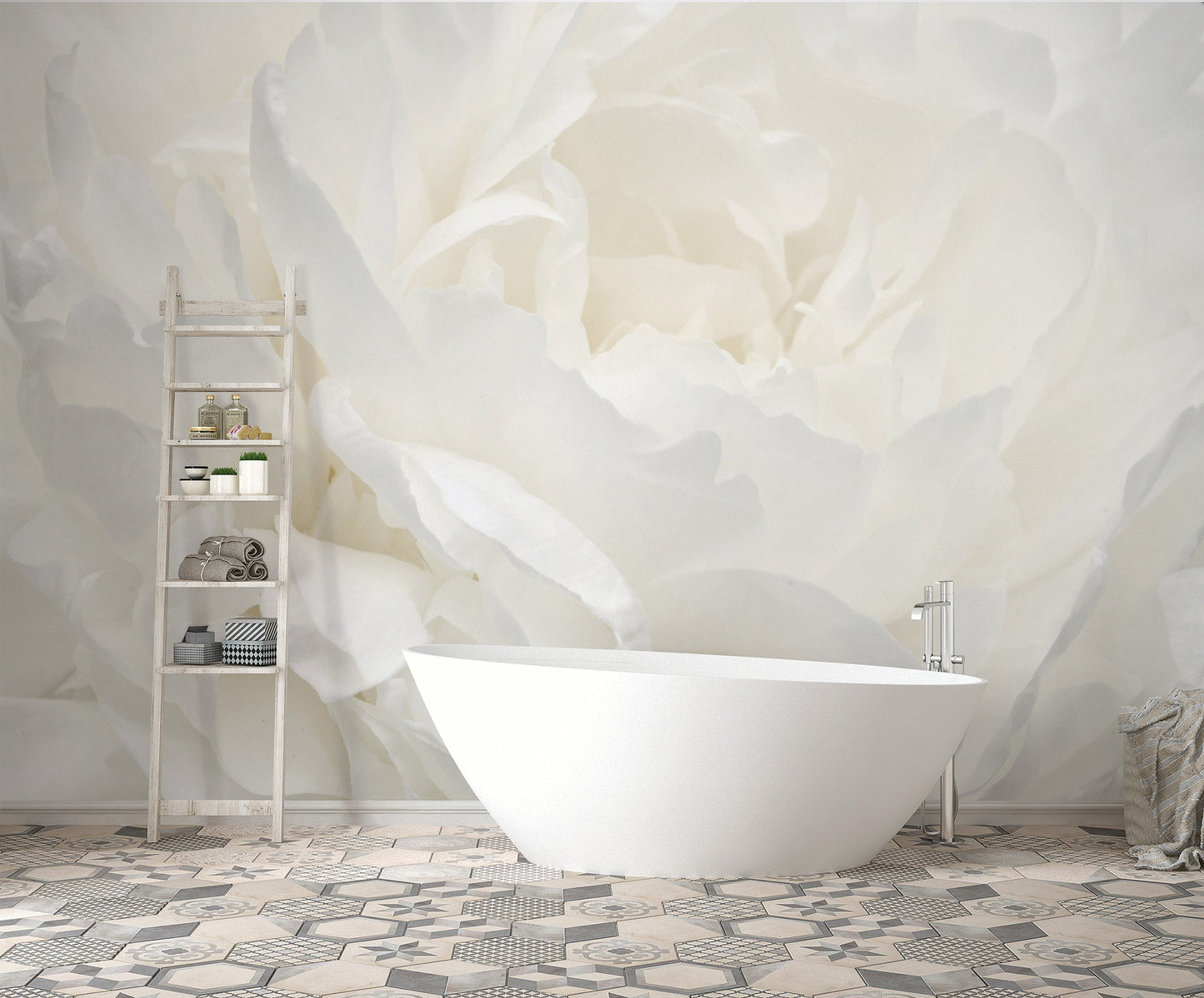 Rose White Wall Mural from the Atmosphere Collection by Galerie Wallcoverings