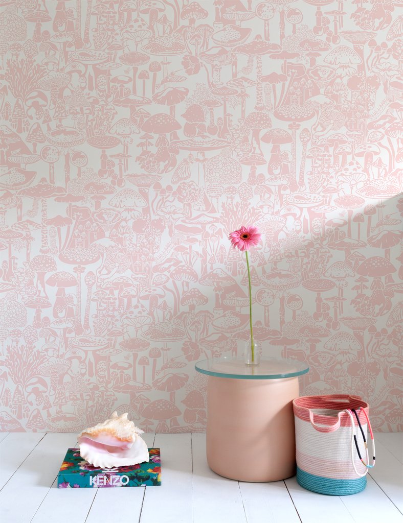 Sample Mushroom City Wallpaper in Daisy design by Aimee Wilder