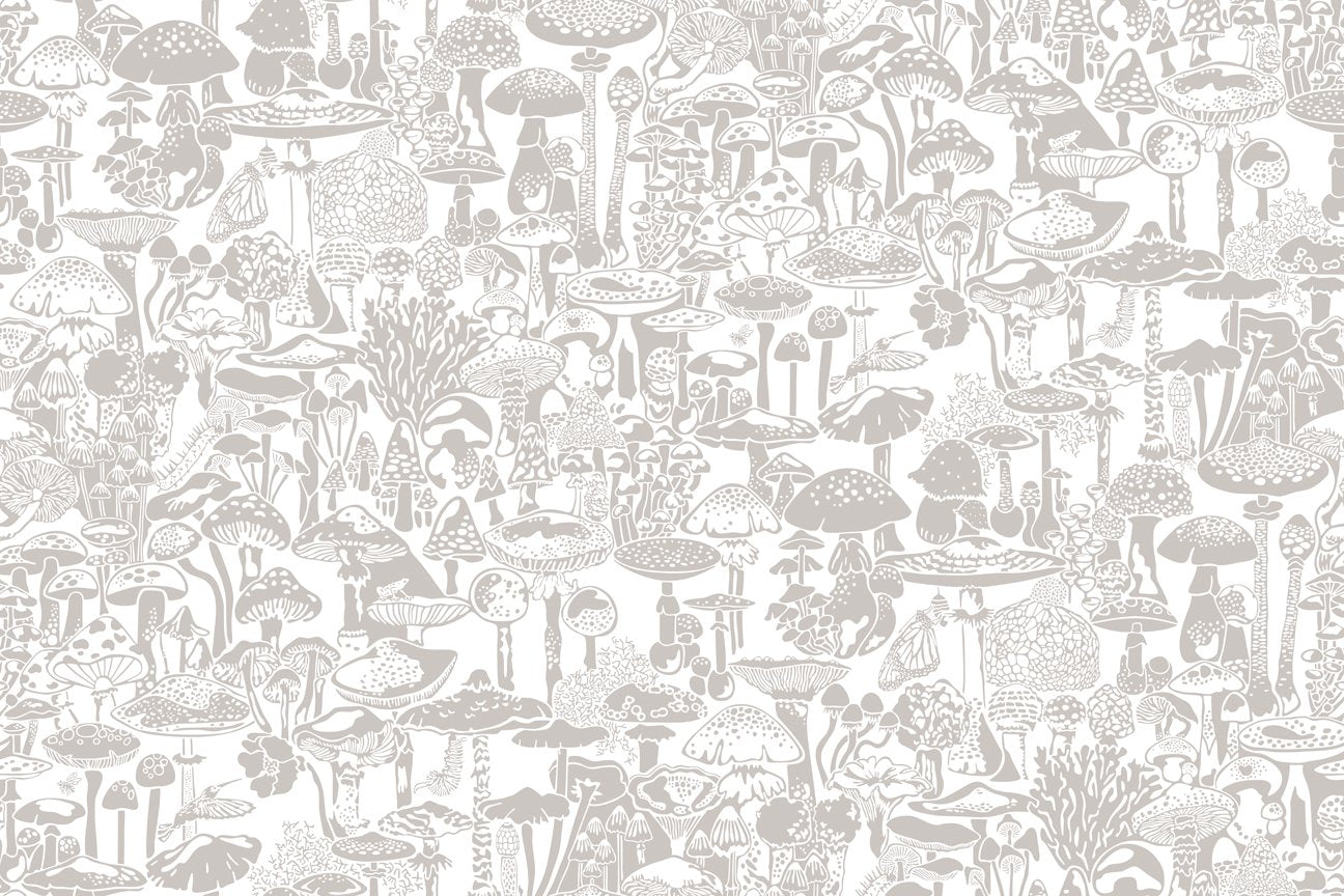 Sample Mushroom City Wallpaper in Stone design by Aimee Wilder