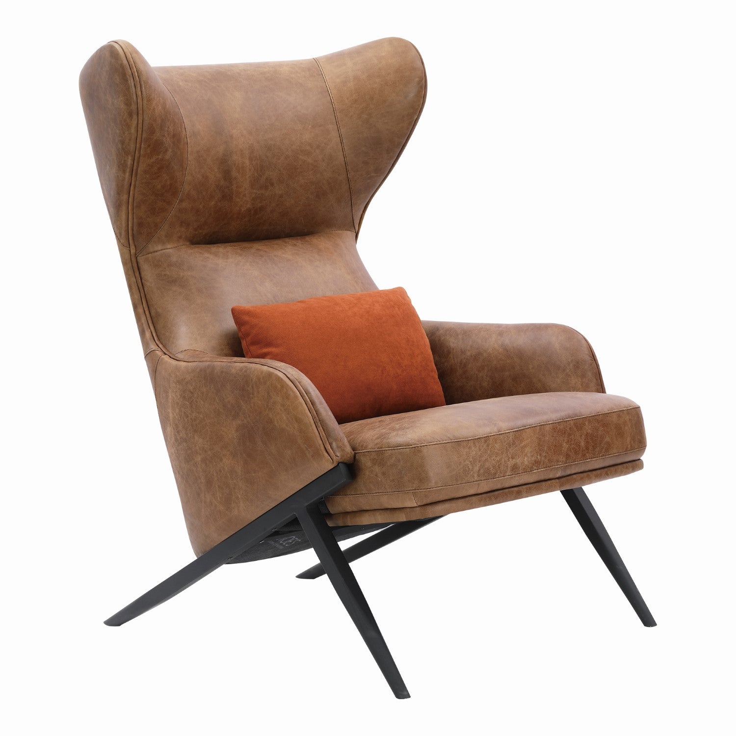 Amos Leather Accent Chair Open Road Brown Leather 2
