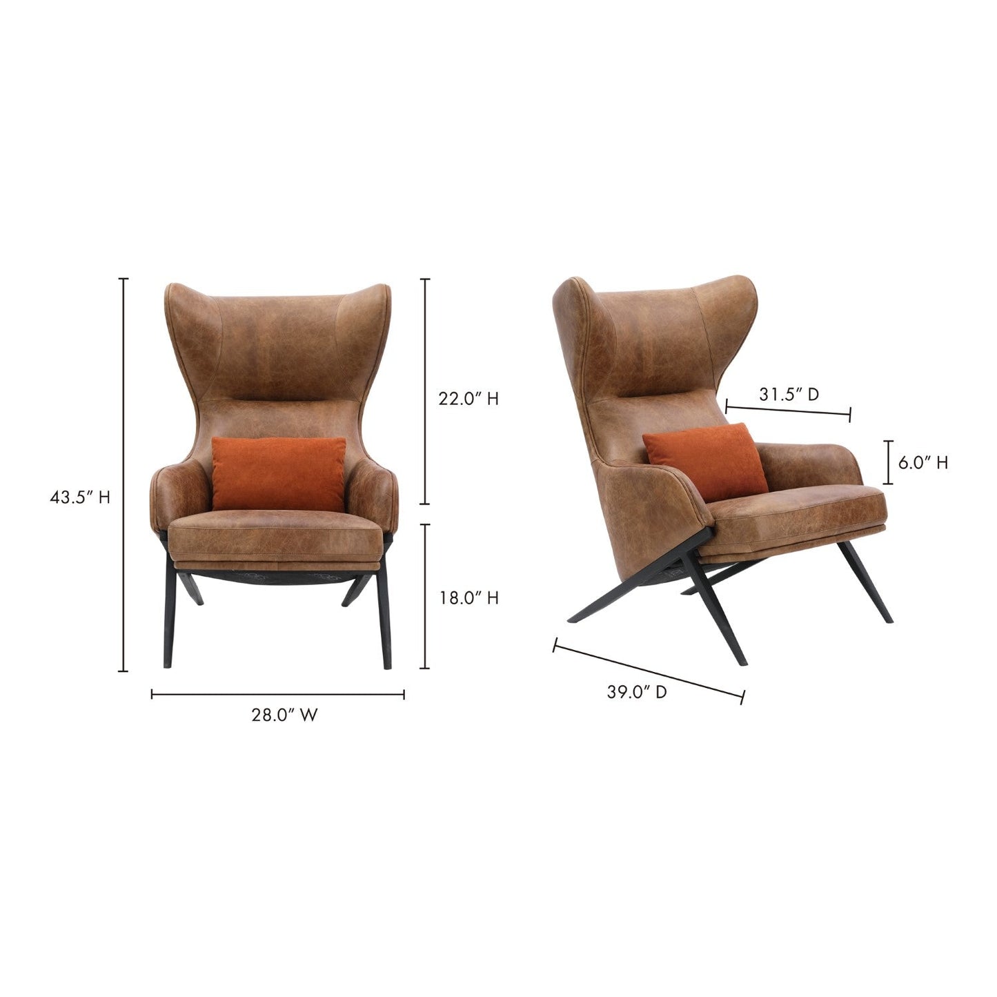Amos Leather Accent Chair Open Road Brown Leather 8