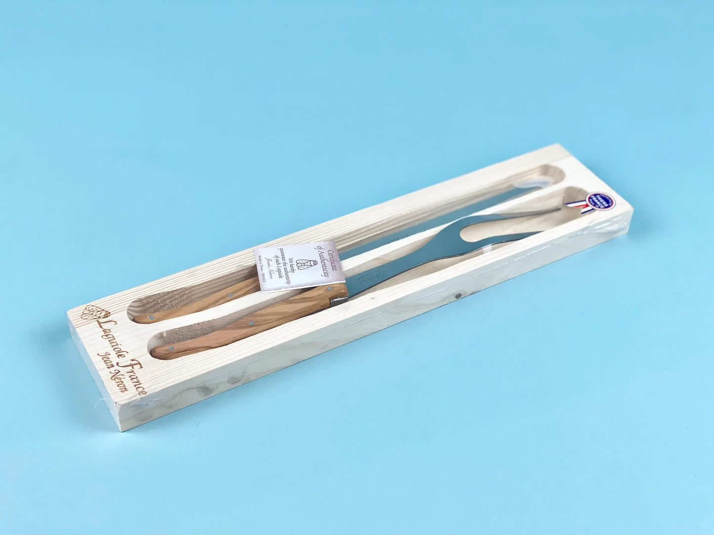 laguiole french olivewood carving in wood box 4