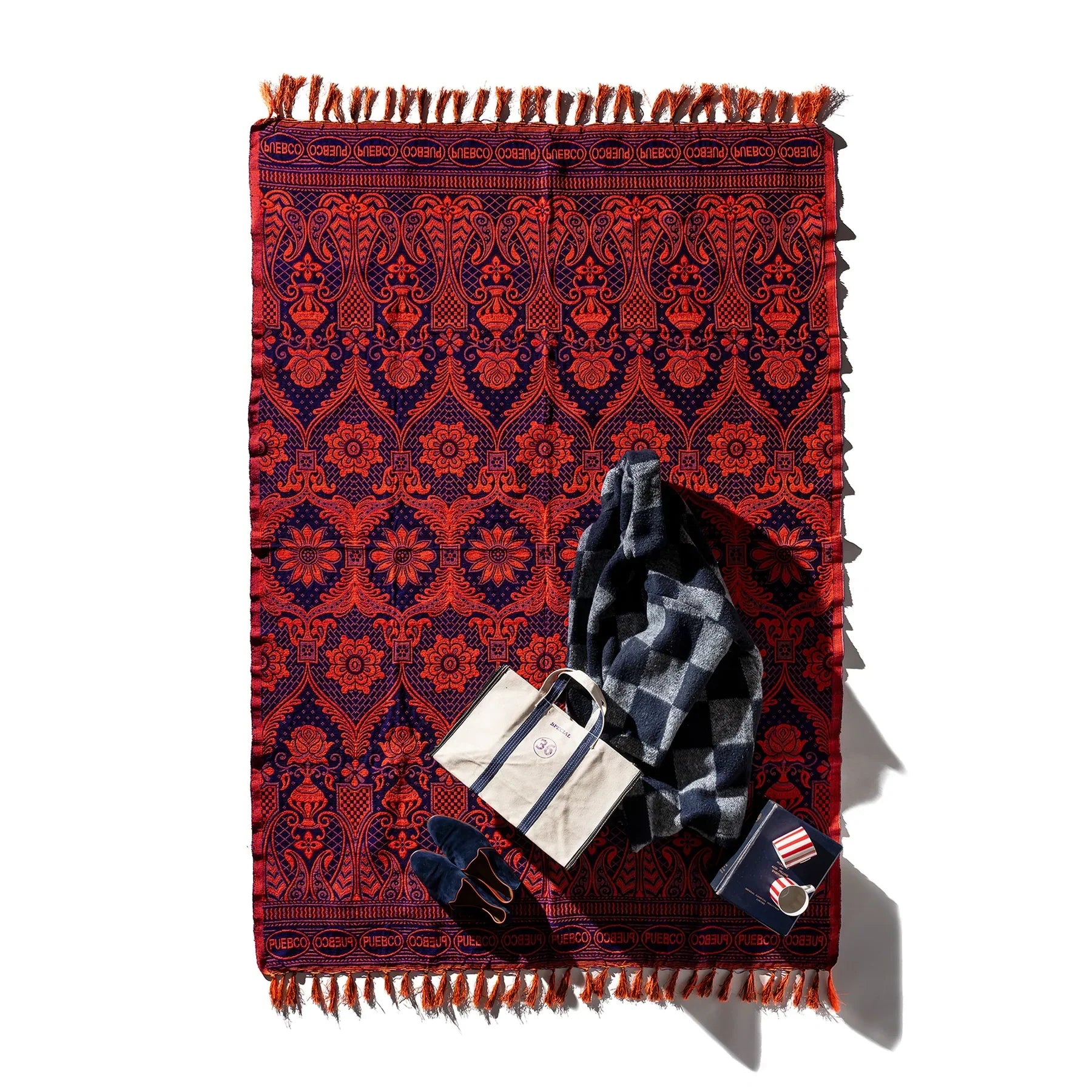 Reversible Jacquard Rug - Navy Blue