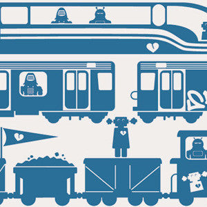 Robo Rail Wallpaper in Atlantic design by Aimee Wilder