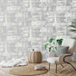Abstract Wallpaper in Silver Grey/Cream