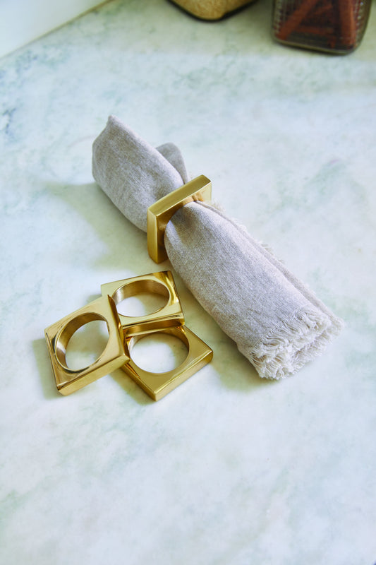 Set of 4 Modernist Napkin Rings in Silver Plated Brass design by Sir/Madam