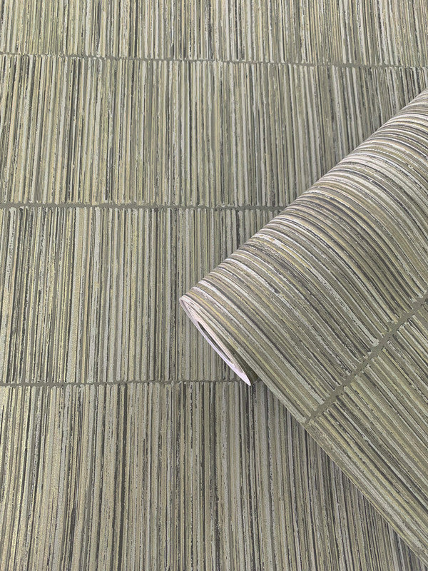 Bamboo Stripe Wallpaper in Gold/Silvery