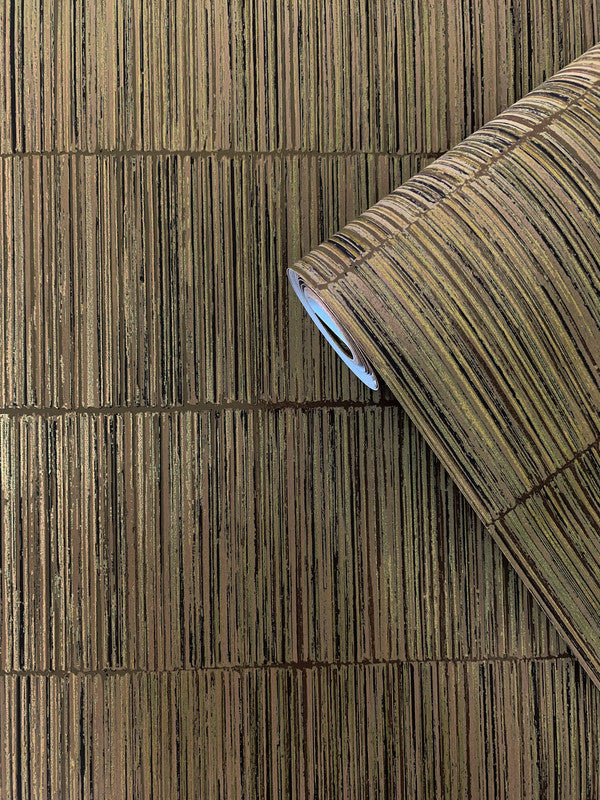 Bamboo Stripe Wallpaper in Gold/Bronze