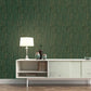 Bamboo Stripe Wallpaper in Dark Green/Gold