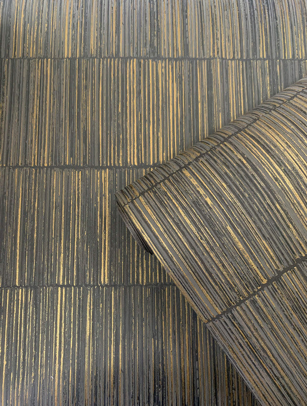 Bamboo Stripe Wallpaper in Bronze/Gold