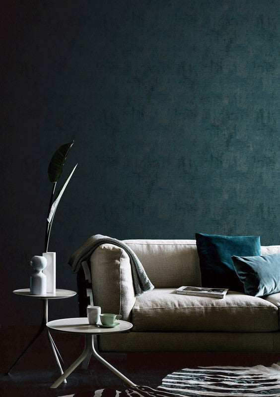 Distressed Plaster Wallpaper in Green