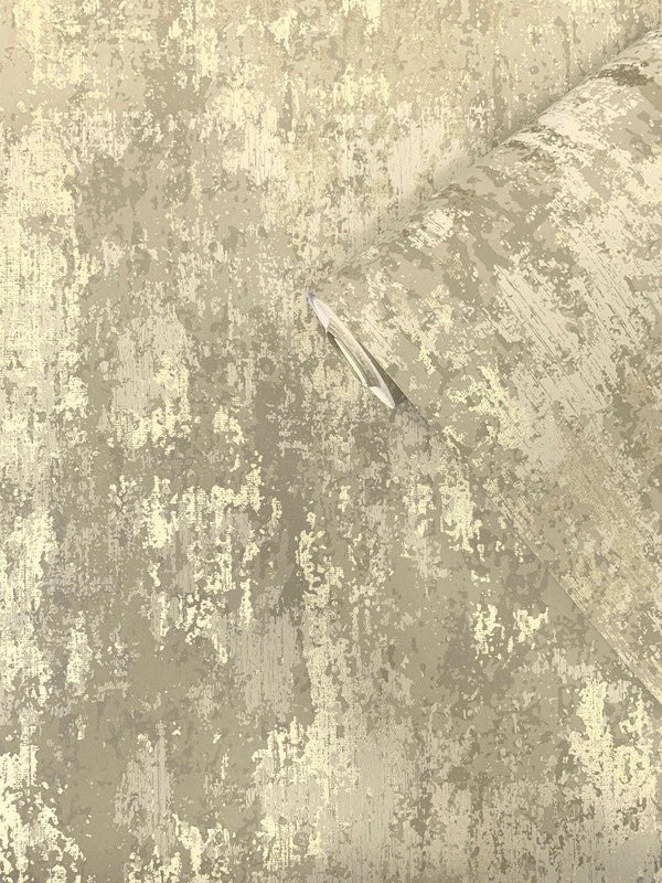 Concrete Industrial Wallpaper in Gold/Bronze