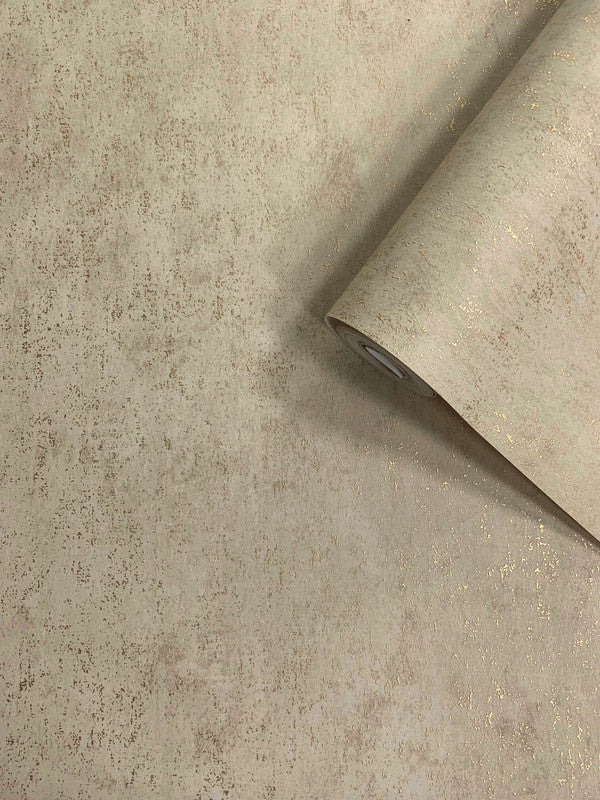 Speck Industrial Mottled Wallpaper in Gold/Beige