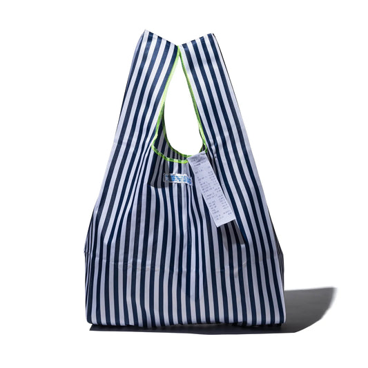 School Tie Fabric Bag - Navy Blue x White