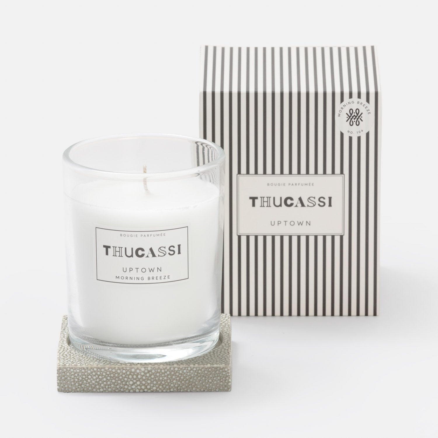 uptown candle with tray in various scents 2