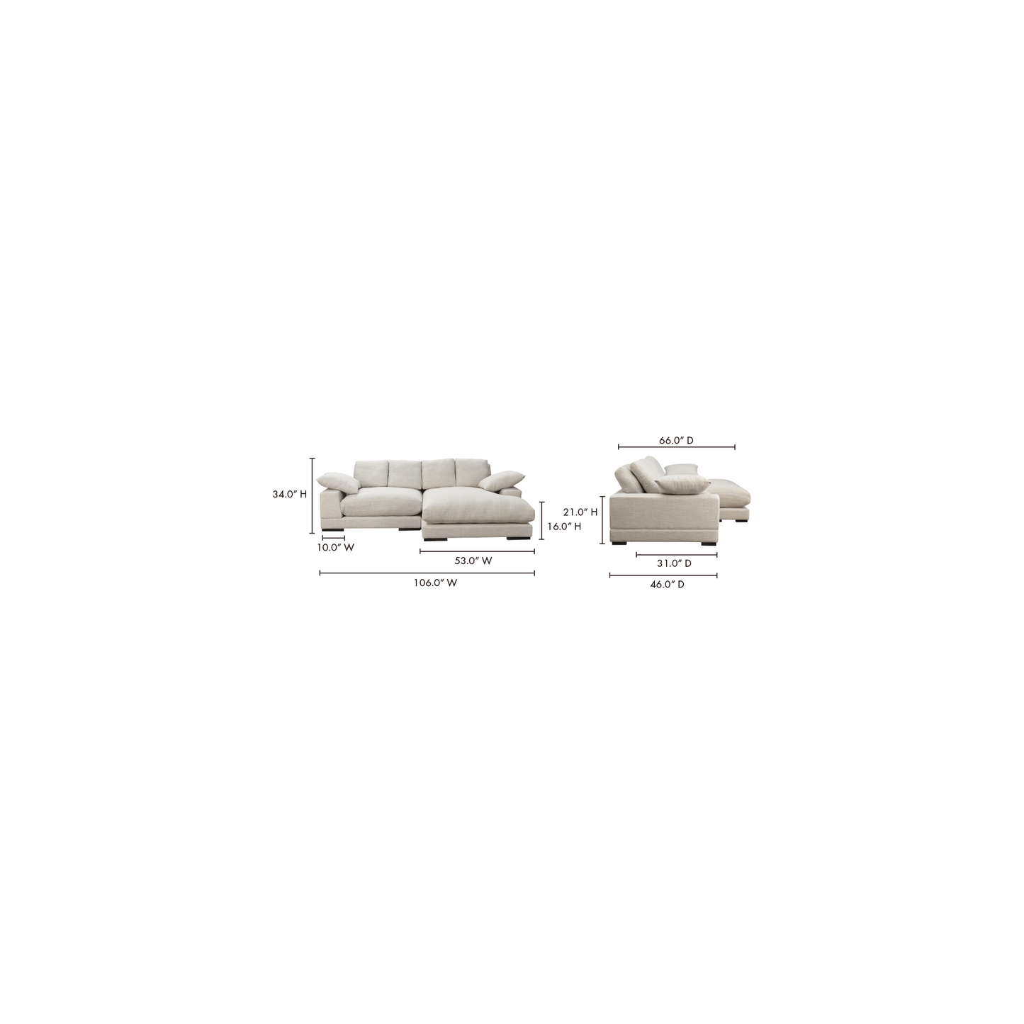 plunge sectionals in various colors by Moe's Home Collection mhc tn 1004 14 32