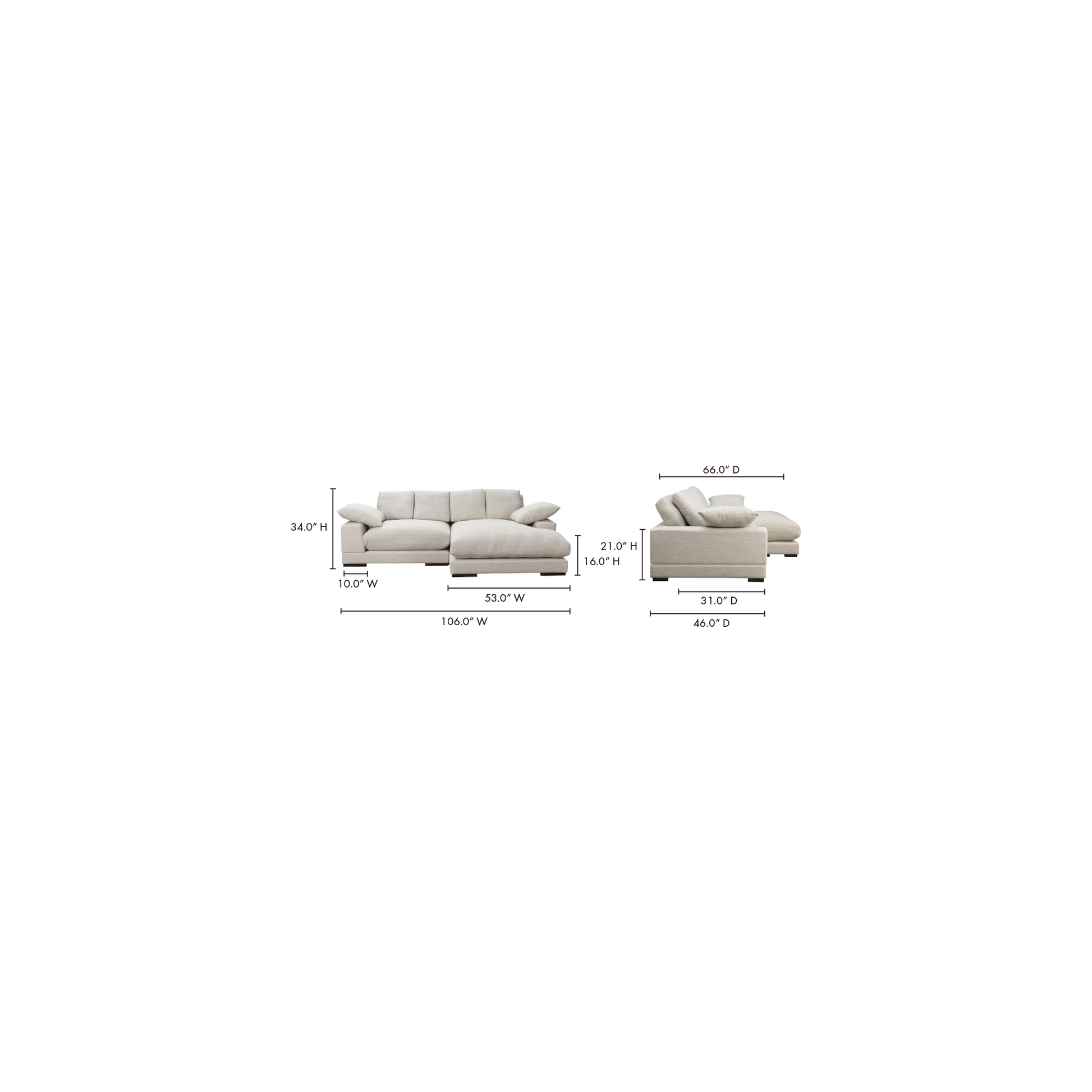 plunge sectionals in various colors by Moe's Home Collection mhc tn 1004 14 32
