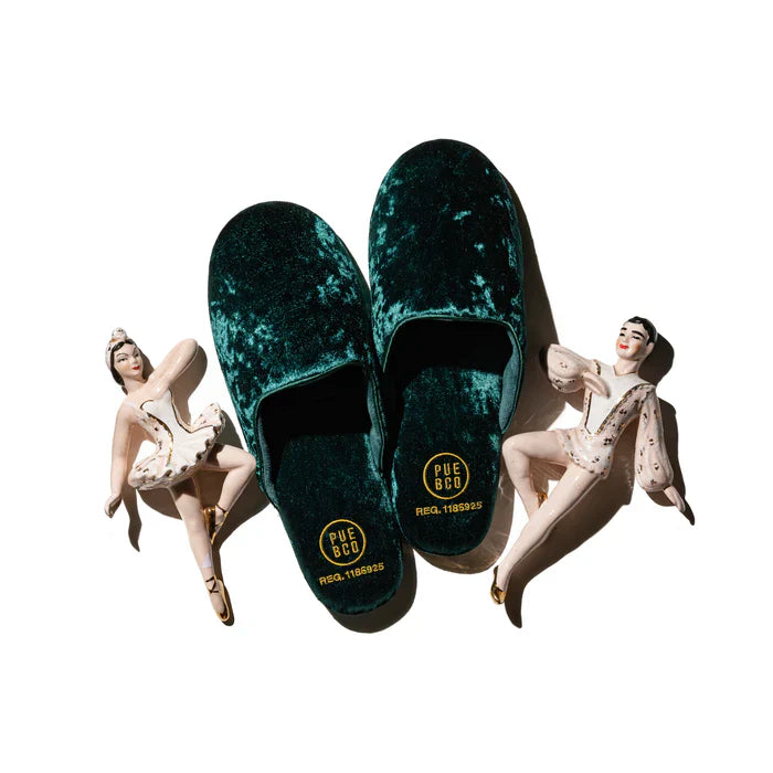Velvet Slipper Large in Green