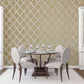 Metallic Damask Mottled Wallpaper in Gold/Beige