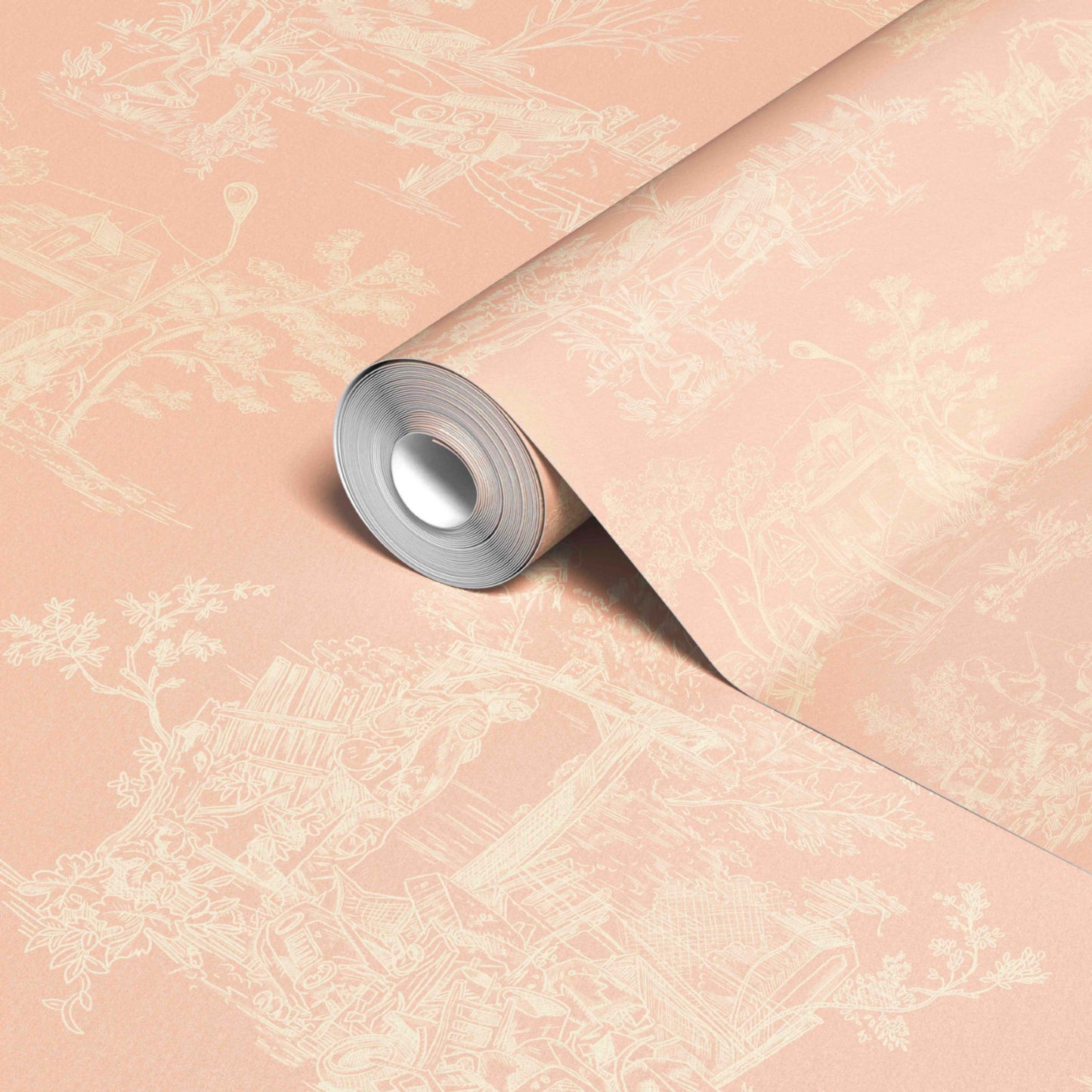 Apocalypse Toile Wallpaper in Blush/Tan