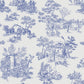 Apocalypse Toile Wallpaper in White/Cobalt