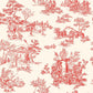 Apocalypse Toile Wallpaper in Swiss Coffee/Red